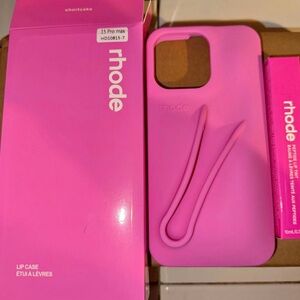 RHODE Hot Pink Silicone Lip iPhone 14 15  16 Pro Max Case